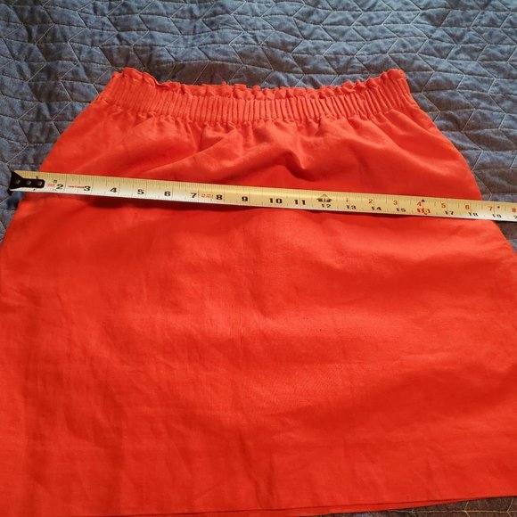 J. Crew Factory Sz 4 Red Linen Cotton Pull On Mini Skirt Lined Pockets - Picture 9 of 10